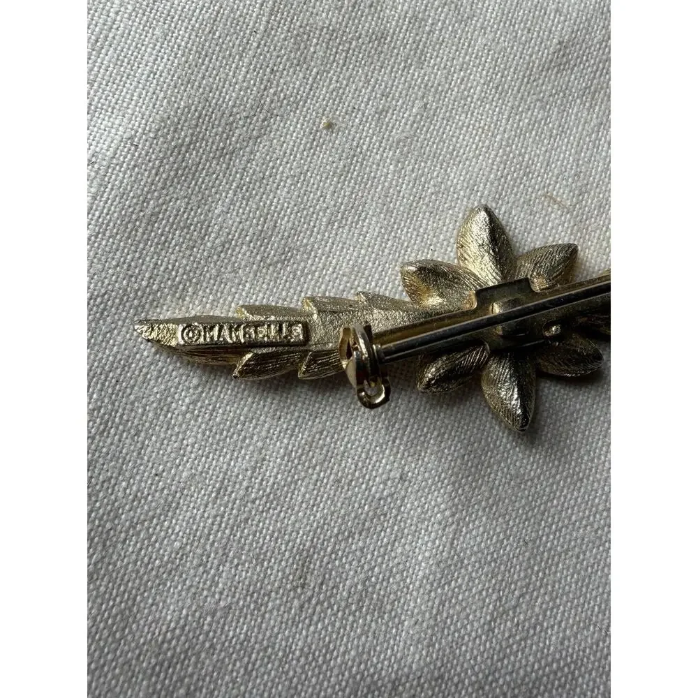 Vintage MAMSELLE Gold color Bar Brooch 2 